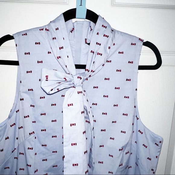 New  Banana Republic bow tie sleeveless light Bleu Dress plus Size 14 - Picture 3 of 7